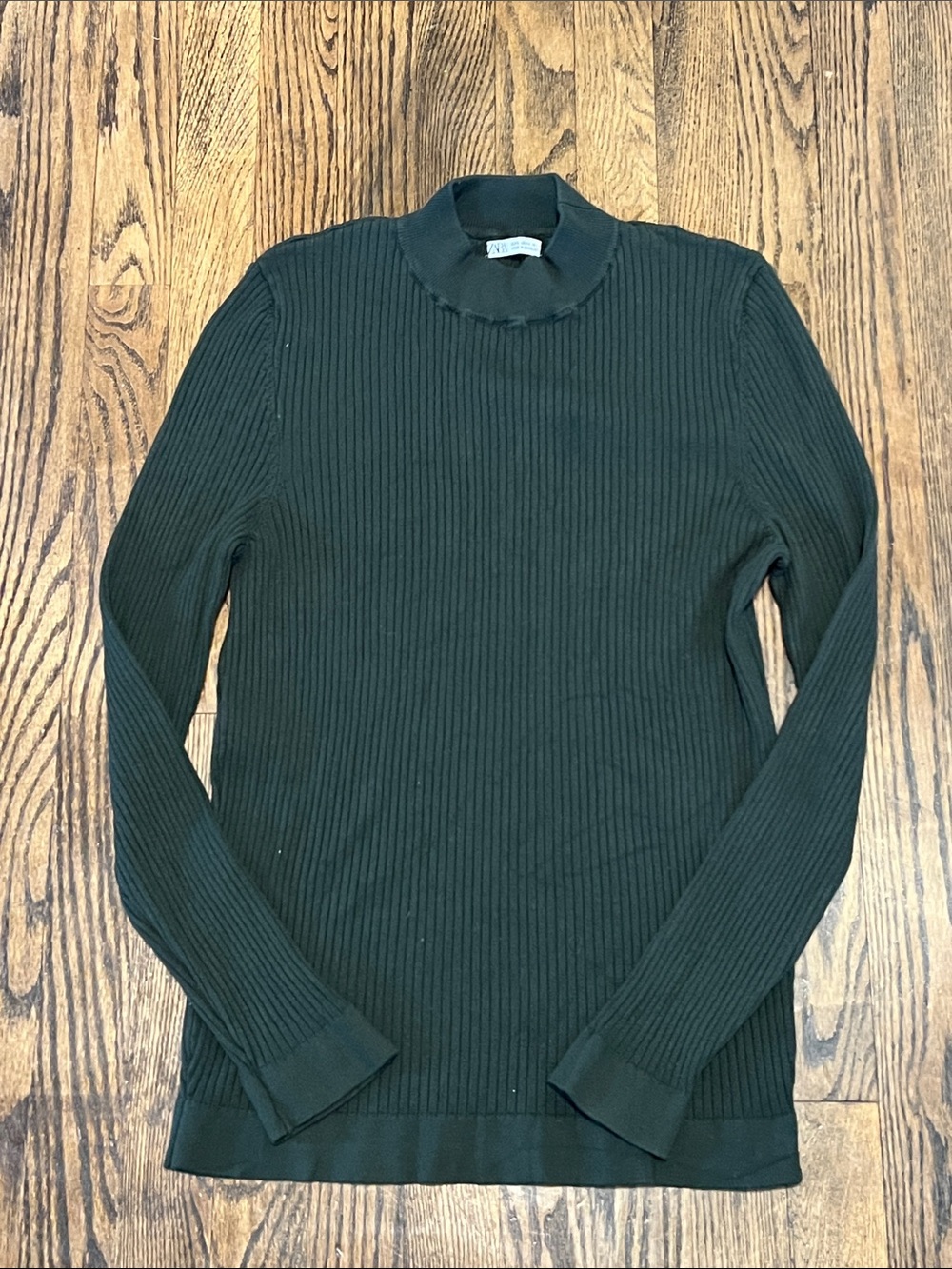 Zara Women's Ribbed Turtleneck Sweater - Dark Green